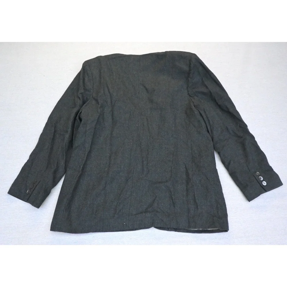 Vintage JH Collectibles Womens 16 100% Wool Collarless Blazer Charcoal Classic